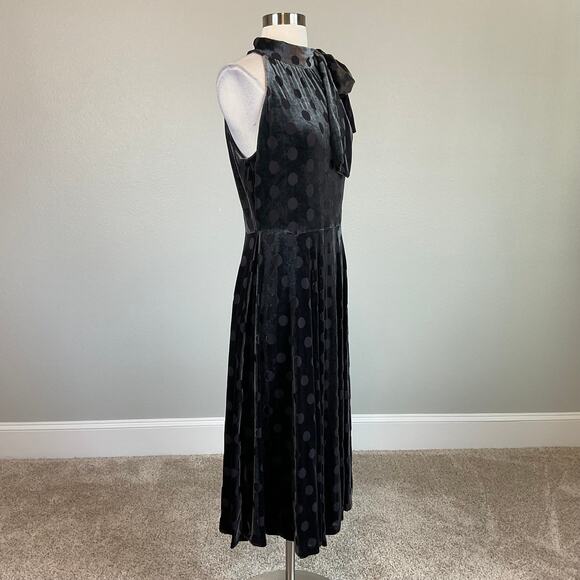 Calvin Klein Velvet Polka Dot Fit and Flare Midi Cocktail Dress Gray Size 10 - Picture 3 of 14
